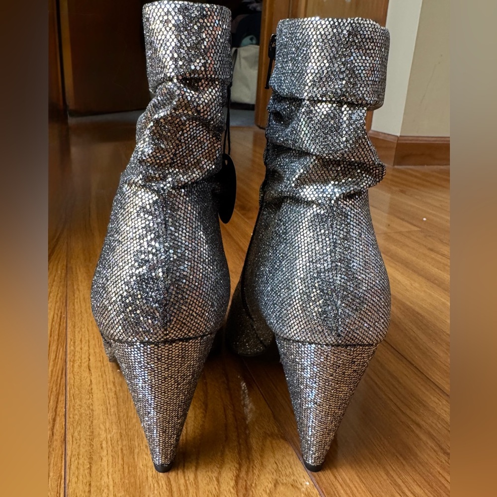 New Look Silver Heeled Boots with Glitter Finish - Picture 8 of 14